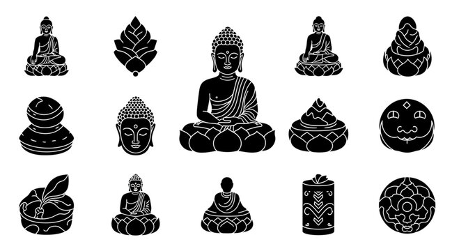 Buddha and Lotus Symbols for Meditation and Spiritual Wellness
