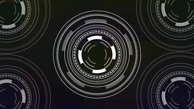 Futuristic HUD Interface with Circular Motion Graphics.