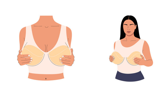 Woman demonstrating breast pad inserts for push up bra