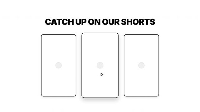 Minimalist digital interface layout with three empty rounded rectangles on a clean white background for social media video content placeholders