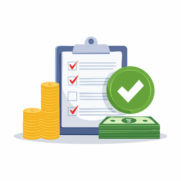 Checklist with Money and Approved Stamp