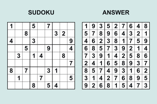 vector sudoku with answer 495, puzzle game with numbers