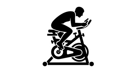 Fototapeta premium Man Riding Exercise Stationary Bike.