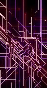 Abstract digital circuit board background with glowing lines.