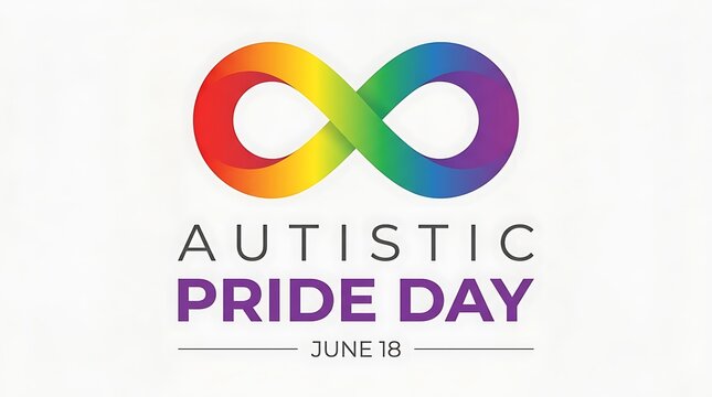 World autistic pride day illustration rainbow infinity symbol with text and date