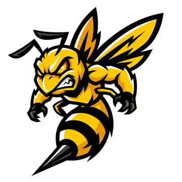 Angry bee illustration vector