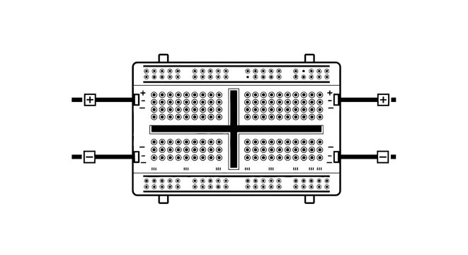 Breadboard Electronic Circuit Board Closeup.