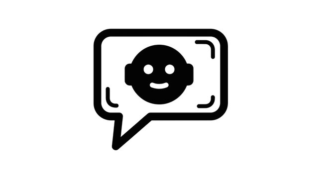 Smiling Face Chat Speech Bubble Icon.