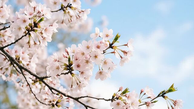 青空を背景に美しく咲き誇る満開の桜
