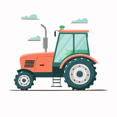 Naklejka premium Illustration of a modern orange tractor with a green cabin