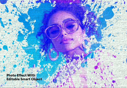 Paint Splash Photo Effect With Editable Smart Object