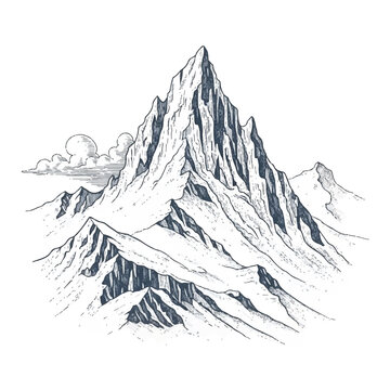 Snowy Mountain Peaks Landscape Illustration.