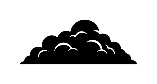Bold Black Silhouette of Fluffy Cumulus Clouds