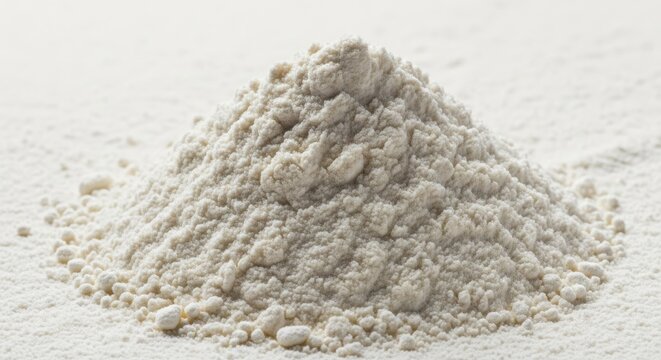 High-resolution macro shot of soft white wheat flour surface showing fine powdery textures, delicate peaks, and subtle shadows of dust, detailed, valleys, white