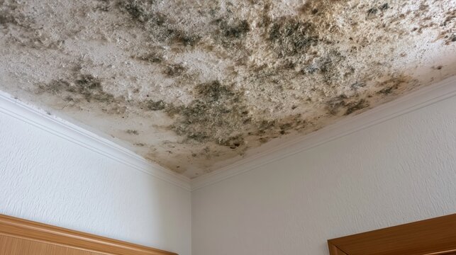 Extensive fungal growth and moisture damage on domestic interior surfaces showing signs of water infiltration.