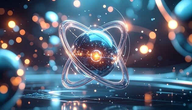 Abstract Atom Illustration - A Glimpse into the Quantum World.