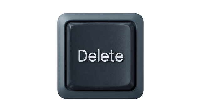 Delete keyboard button isolated on white background with computer command and technology concept