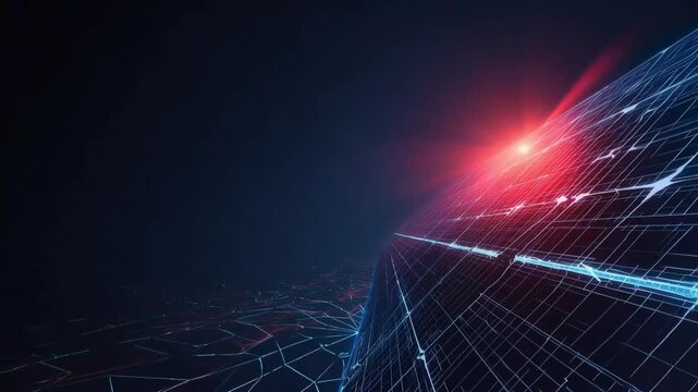 A digital network comes to life with glowing lines and a vibrant light, representing innovation. ..Created with Generative AI, not depicting real subjects.
