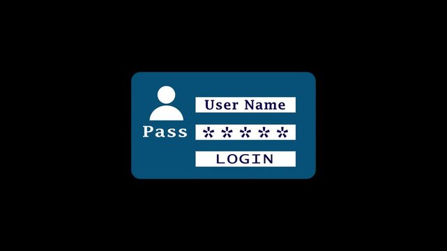 A user id selects a holographic lo-gin form with password and shield icon.Digital lo-gin screen interface with user icon and lock icon for id and password entry io-gin.