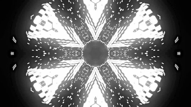 White Kaleidoscope Cyber Core &ndash; Futuristic Abstract Techno VJ Loop