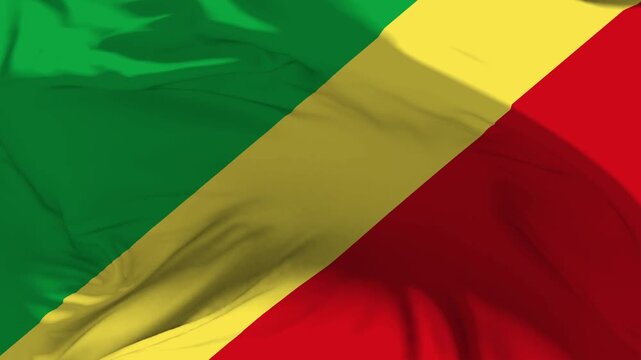 Republic of Congo Flag Waving in Slow Motion Loop Animation