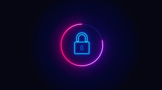 Minimal Neon Lock Initializing State Cyber Security