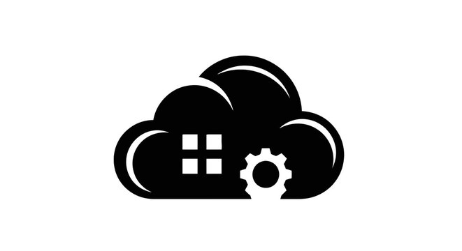 Cloud with gear and window icon.