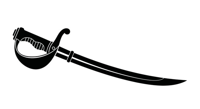 Silhouette of a Pirate Cutlass Sword on White Background