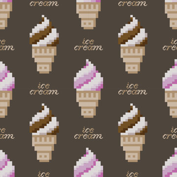 Seamless geometric ice cream pattern designed for backgrounds, decoration, fabric, clothing, wallpaper, and gift wrapping.