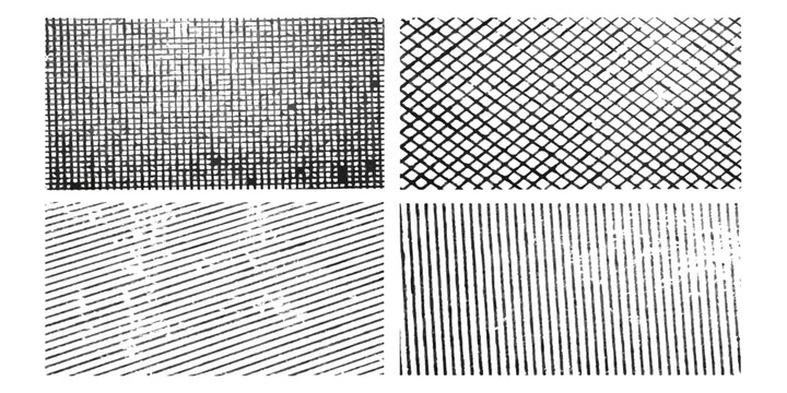 Seamless set of black and white vector patterns featuring striped metal textures and corrugated cardboard material design for grey wallpaper backdrops