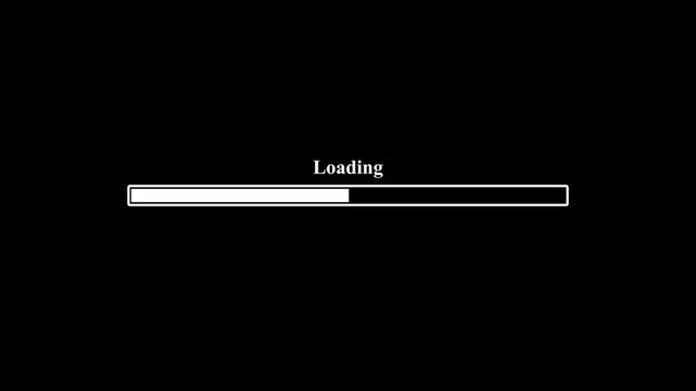 Smooth loading process line with black progress bar on dark black background, minimal modern UI animation design.