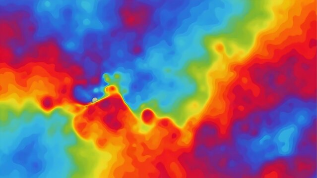 Abstract colorful heat map visualization with rainbow spectrum colors and organic fluid shapes