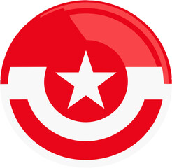 Fototapeta premium Red Circle Star Shield Badge Indonesian Style Emblem, Patriotic Superhero Inspired Logo, Vector Illustration