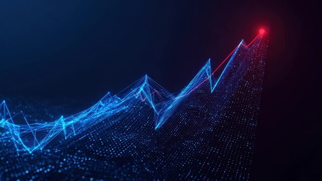 Dynamic lines of data visualize the exponential rise, symbolizing the growth and progress of financial trends. ..Created with Generative AI, not depicting real subjects.