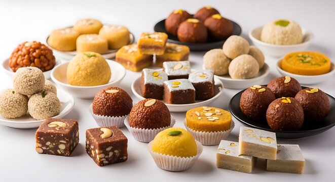 Assorted indian sweets a colorful and delicious collection for festive celebrations