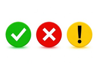 Obraz premium Common visual indicators for approval, rejection, and warning signals