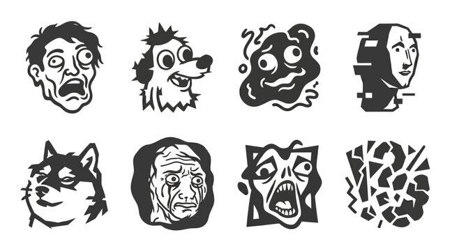Cartoon faces with various emotions.