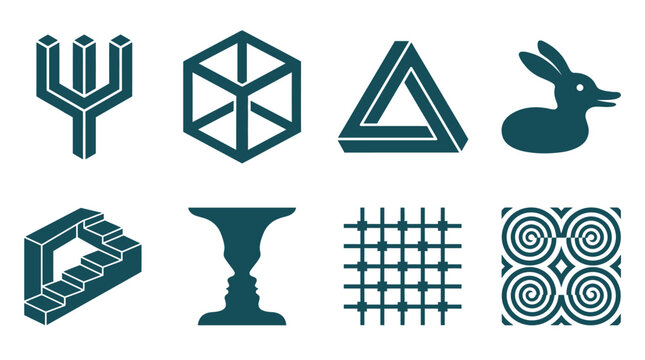 Geometric shapes and icons set.