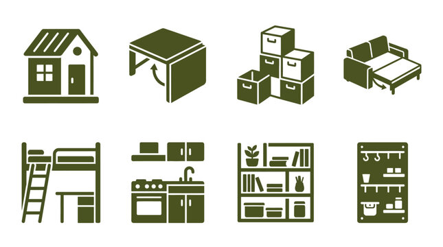 Furniture icons for home interior design.