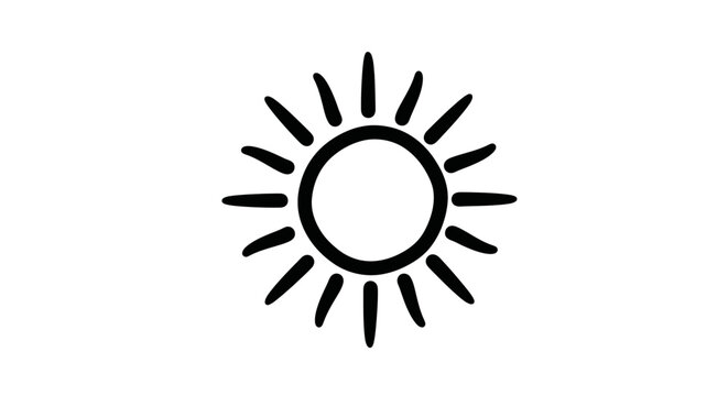 Simple Black Sun Icon Symbol.