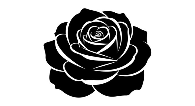 Black Rose Flower Silhouette Design.