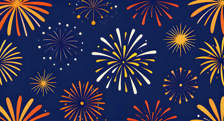 Naklejka premium fireworks, colorful, festive, celebration, sparkle, explosion, background, pattern, party, holiday, bright, vector, illustration, decorative, burst, festival, event