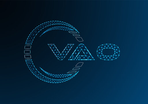 VAO low poly letter logo vector design. VAO lower poly logo design. Low poly logo.