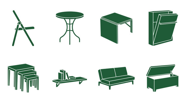 Collection of furniture items on white.