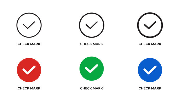 Check Mark Line and Solid Icon Set for Approval, Verification, Success, Validation and Completed Task Vector Collection