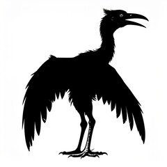 Obraz premium Black vulture bird standing with wings spread