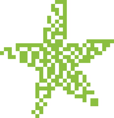 Fototapeta premium Green pixelated starfish shape on white background abstract digital illustration concept