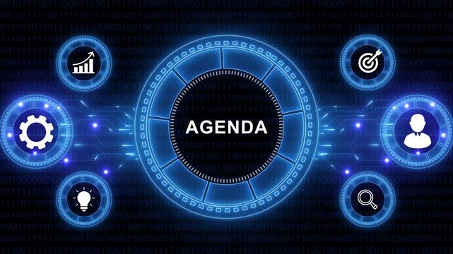 Represents a Large Language Model Agenda AI chatbot, artificial intelligence, conversational and generative technology. Neon line Animated circuit board. Digital technology background.