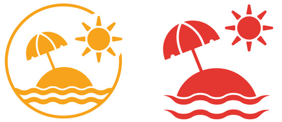 Beach umbrella parasol icon collection featuring modern minimal outline vector icons for summer vacation seaside relaxation holiday concept and travel website user interface design set ©   welcome SAIFUL