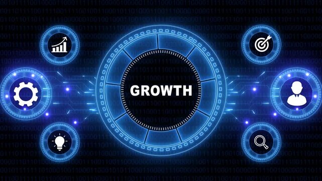 Represents a Large Language Model Growth AI chatbot, artificial intelligence, conversational and generative technology. Neon line Animated circuit board. Digital technology background.